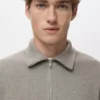 Mikrostruktur-Pullover mit Reißverschlusskragen