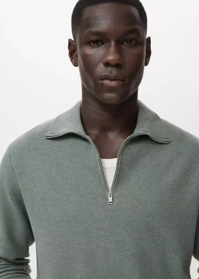 Mikrostruktur-Pullover mit Reißverschlusskragen