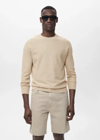 Mikrostrukturierter Baumwollstrickpullover