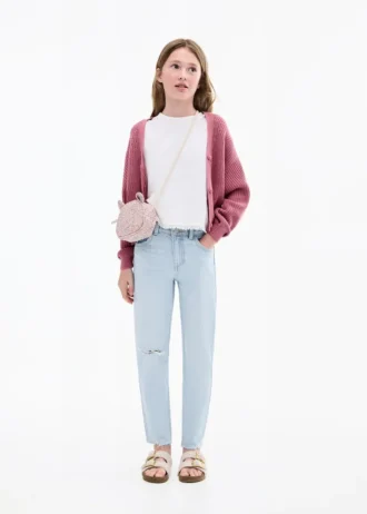 Mom-Fit-Jeans mit dekorativen Rissen