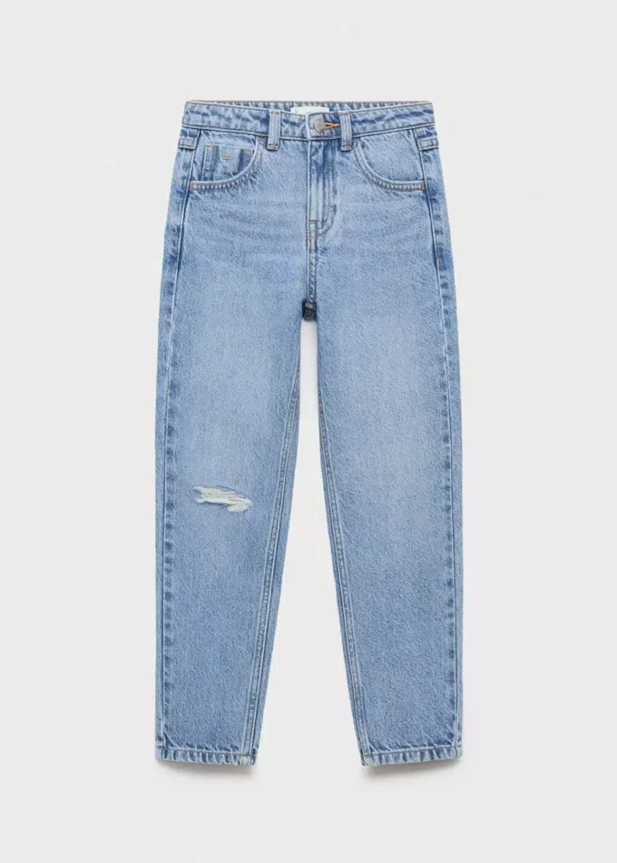 Mom-Fit-Jeans mit dekorativen Rissen Mom-Fit-Jeans mit dekorativen Rissen