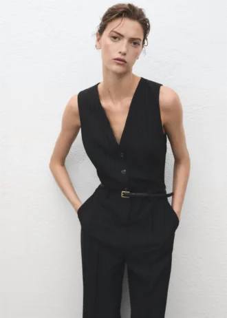 Nadelstreifen-Jumpsuit mit Gürtel