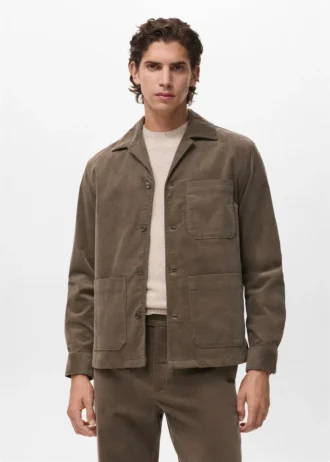 Oversize-Hemd aus Baumwollcord mit Taschen
