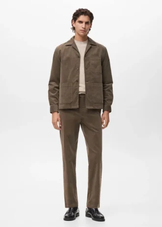 Oversize-Hemd aus Baumwollcord mit Taschen