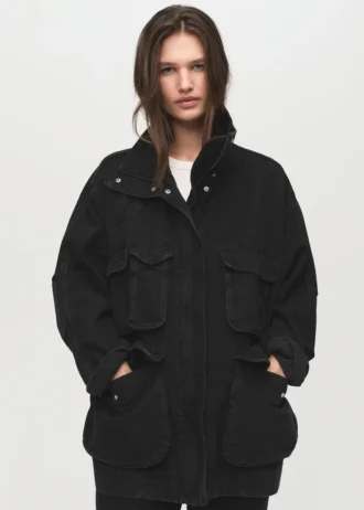 Oversized-Jeansjacke mit Taschen Oversized-Jeansjacke mit Taschen