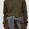 Perkins-Hals-Pullover mit Knopf