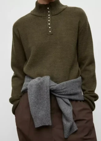 Perkins-Hals-Pullover mit Knopf Perkins-Hals-Pullover mit Knopf