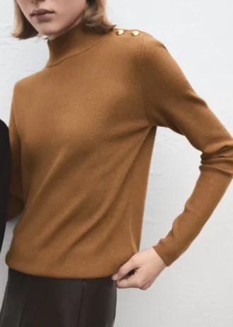Perkins-Hals-Pullover mit Knopf Perkins-Hals-Pullover mit Knopf