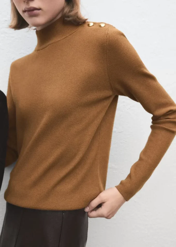 Perkins-Hals-Pullover mit Knopf