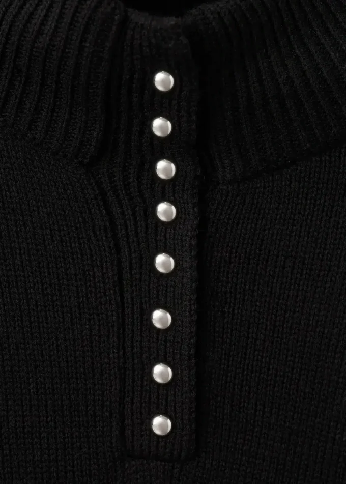 Perkins-Hals-Pullover mit Knopf