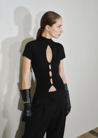 Perkins-Kragen-Pullover mit Cut-out