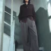 Plissierte Hose mit weitem Bein