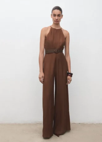 Plissierter Overall mit Gürtel