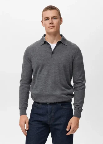 Polo-Pullover aus 100 % Merinowolle