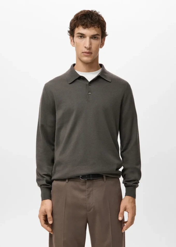 Polo-Pullover aus 100 % Merinowolle
