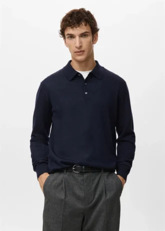 Polo-Pullover aus 100 % Merinowolle