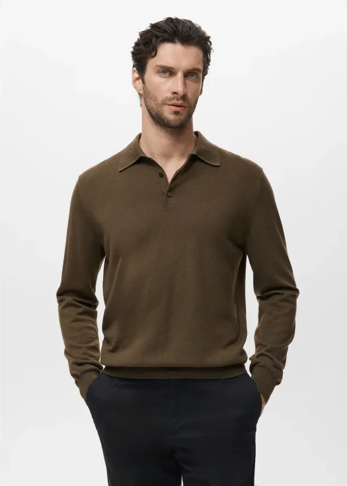 Polo-Pullover aus 100 % Merinowolle