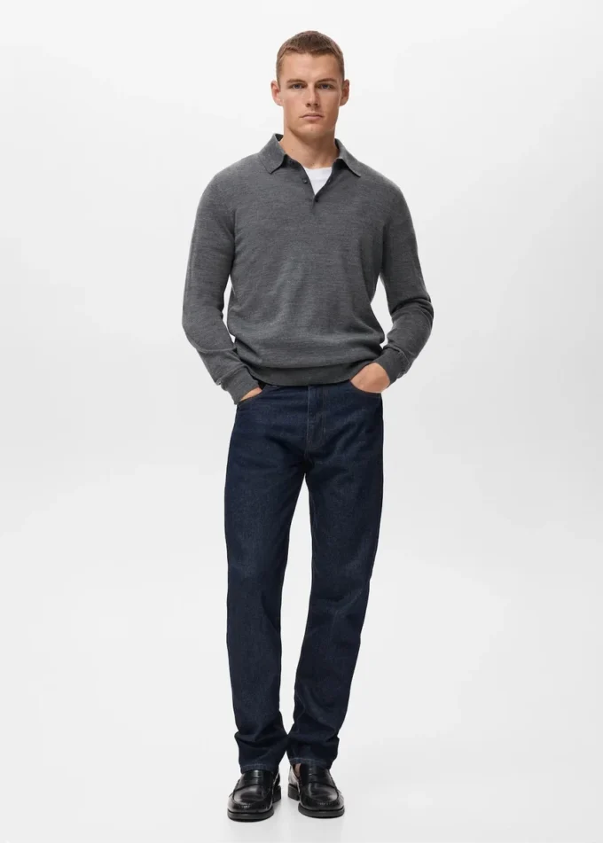 Polo-Pullover aus 100 % Merinowolle