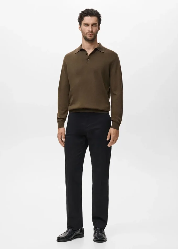 Polo-Pullover aus 100 % Merinowolle