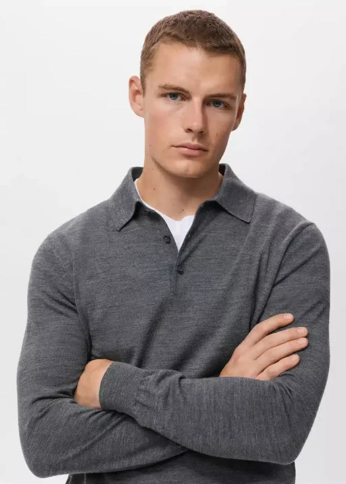Polo-Pullover aus 100 % Merinowolle