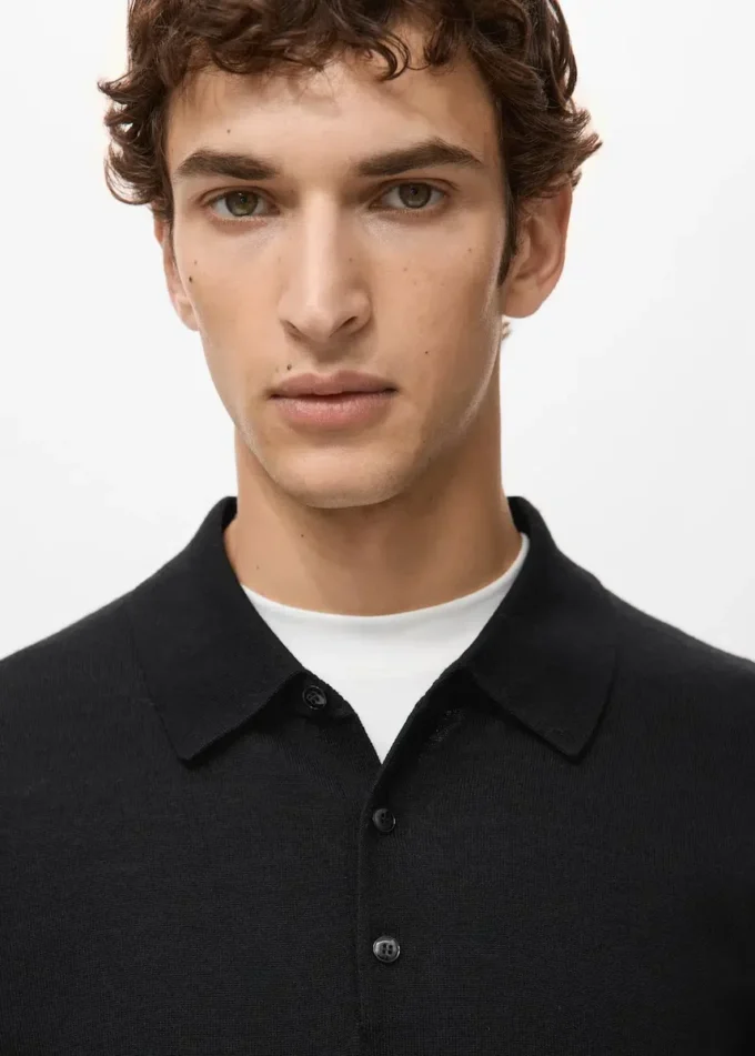 Polo-Pullover aus 100 % Merinowolle