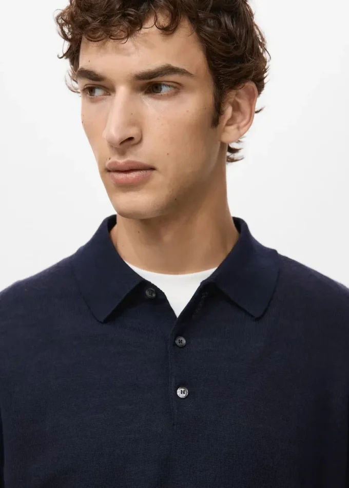 Polo-Pullover aus 100 % Merinowolle