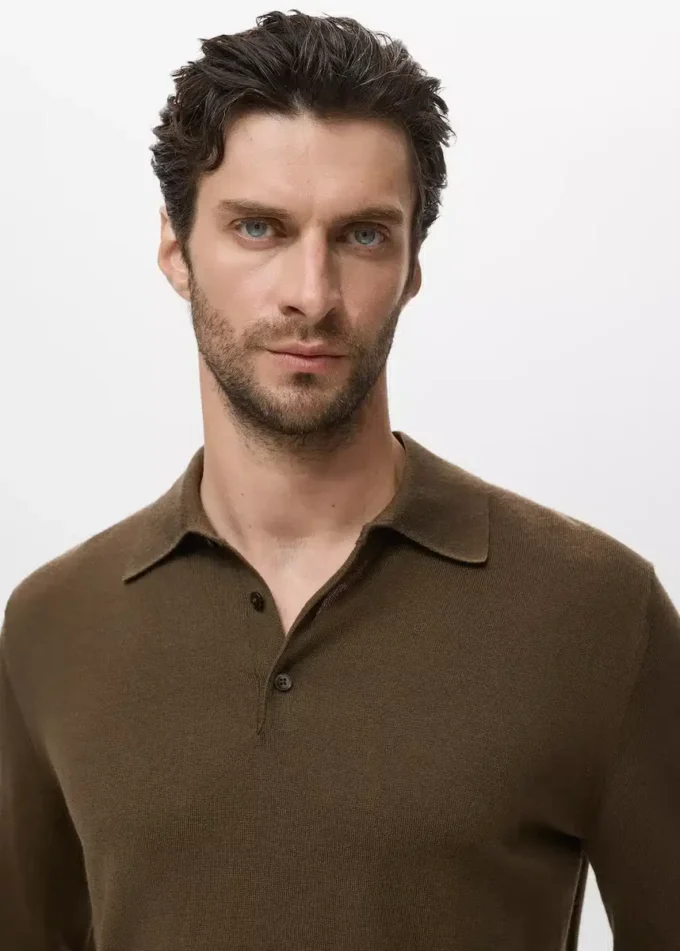 Polo-Pullover aus 100 % Merinowolle
