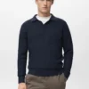 Polo-Pullover aus Baumwollmischung mit Rippstrick