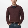 Polo-Pullover aus Baumwollmischung mit Rippstrick