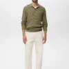 Polo-Pullover aus Baumwollmischung mit Rippstrick Polo-Pullover aus Baumwollmischung mit Rippstrick