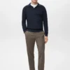 Polo-Pullover aus Baumwollmischung mit Rippstrick