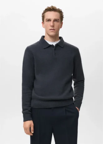 Polo-Pullover aus Wollmischung