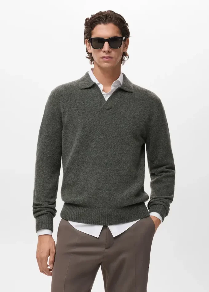 Polo-Pullover aus Wollmischung Polo-Pullover aus Wollmischung