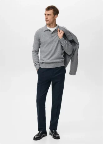 Polo-Pullover aus Wollmischung