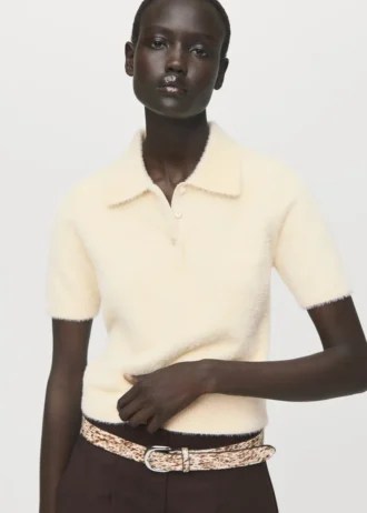 Polo-Pullover mit Kunstfellkragen