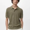Polohemd aus Baumwollstrick mit Spitzenmuster Polohemd aus Baumwollstrick mit Spitzenmuster