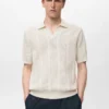 Polohemd aus Baumwollstrick mit Spitzenmuster Polohemd aus Baumwollstrick mit Spitzenmuster