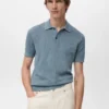 Polohemd aus Baumwollstrick mit Spitzenmuster Polohemd aus Baumwollstrick mit Spitzenmuster
