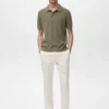 Polohemd aus Baumwollstrick mit Spitzenmuster Polohemd aus Baumwollstrick mit Spitzenmuster