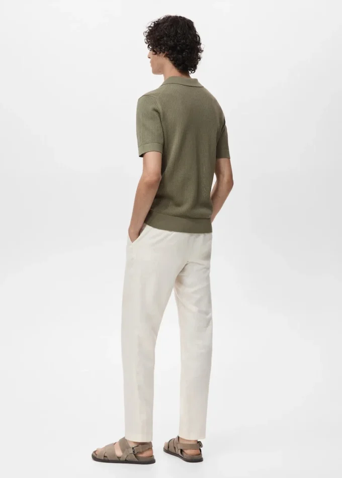 Polohemd aus Baumwollstrick mit Spitzenmuster Polohemd aus Baumwollstrick mit Spitzenmuster