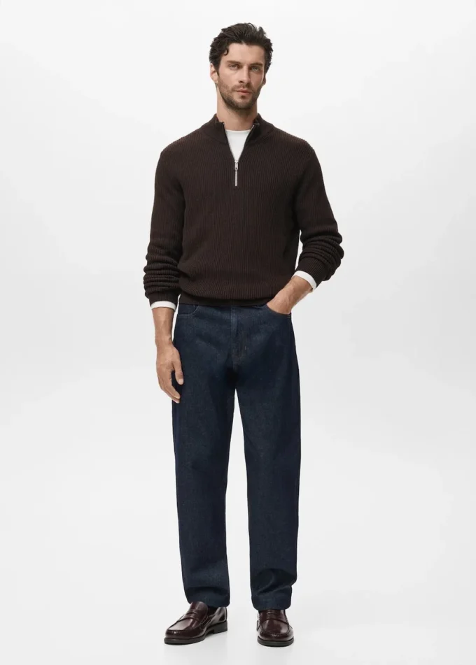 Pullover aus 100 % Baumwolle mit Perkins-Ausschnitt Pullover aus 100 % Baumwolle mit Perkins-Ausschnitt