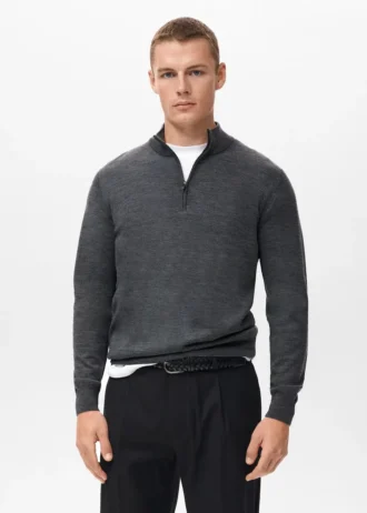 Pullover aus 100 % Merinowolle mit Perkins-Kragen Pullover aus 100 % Merinowolle mit Perkins-Kragen