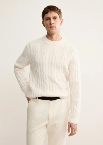 Pullover aus 100 % Wolle mit Zopfmuster