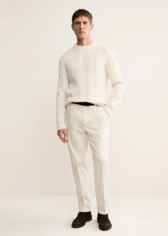 Pullover aus 100 % Wolle mit Zopfmuster