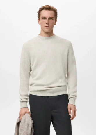 Pullover aus Wollmischung mit geripptem Kragen