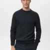 Pullover aus Wollmischung mit geripptem Kragen