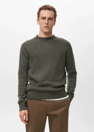 Pullover aus Wollmischung mit geripptem Kragen