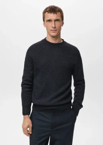 Pullover aus Wollmischung mit geripptem Kragen