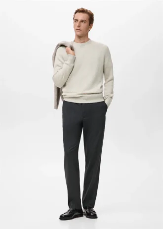 Pullover aus Wollmischung mit geripptem Kragen