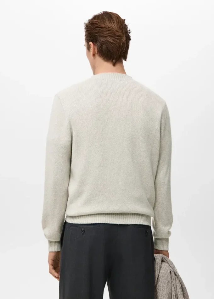 Pullover aus Wollmischung mit geripptem Kragen
